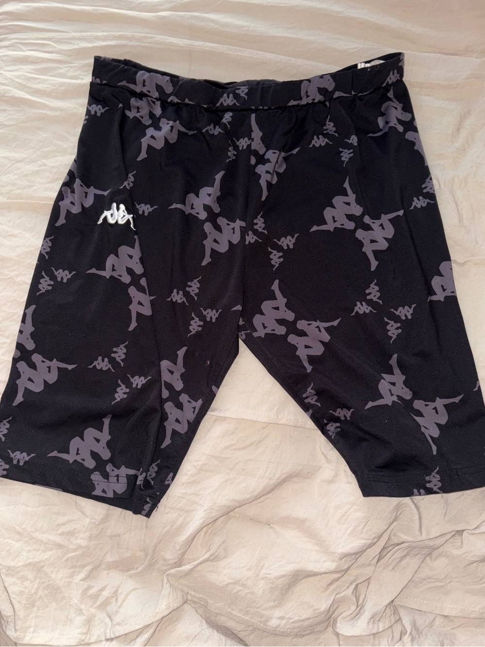 Kappa Black Shorts with Gray Allover Logo